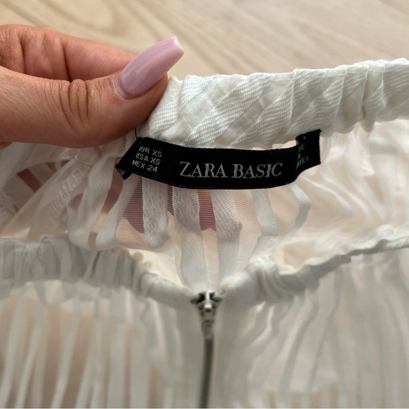 Zara White Stripe Sheer Jacket XS Chic - Picture 4 of 9